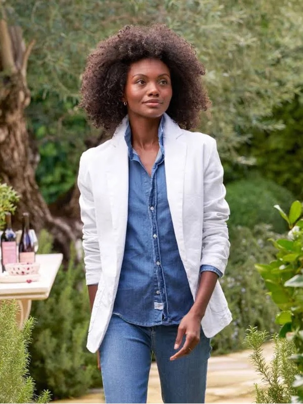 Frank & Eileen Dublin XS White Linen-Blend Blazer